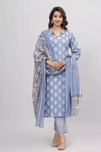 Blue cotton printed kurti