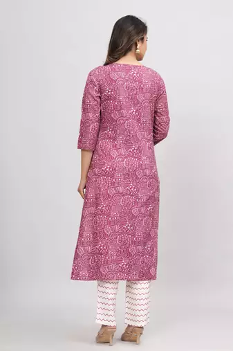 Maroon cotton printed kurti