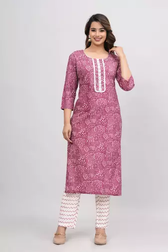 Maroon cotton printed kurti