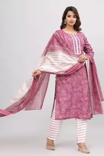 Maroon cotton printed kurti