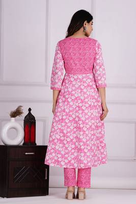 Pink cotton printed kurti 2