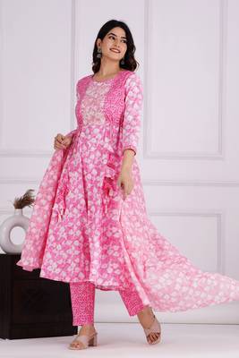 Pink cotton printed kurti 5