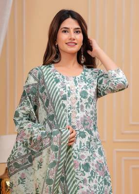 Green cotton printed kurti 1