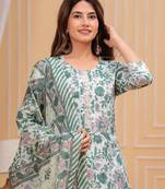 Green cotton printed kurti