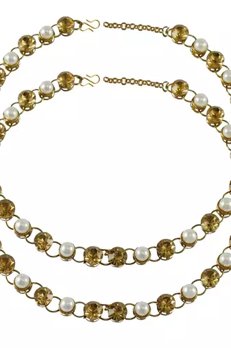 Size 11 inch adjustable brass multi stone stud anklet