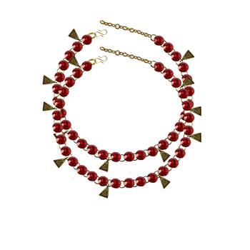 Size 11 inch adjustable brass red stone stud anklet 3