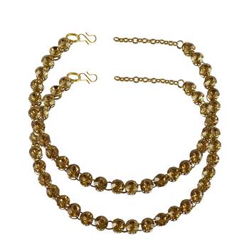Size 11 inch adjustable brass golden stone stud anklet 3