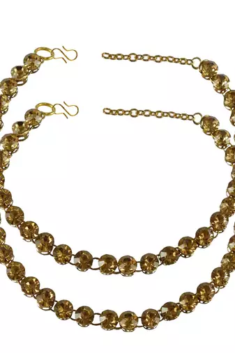 Size 11 inch adjustable brass golden stone stud anklet