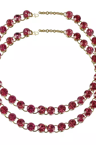 Size 11 inch adjustable brass pink stone stud anklet