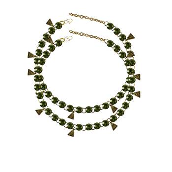 Size 11 inch adjustable brass light green stone stud anklet 3