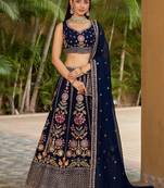 Blue Georgette Embroidered Lehenga Choli