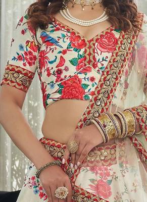 off white sequins work art silk lehenga-choli 2