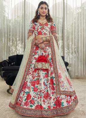 off white sequins work art silk lehenga-choli 1
