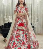off white sequins work art silk lehenga-choli