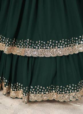 Forest Green Georgette Sequins Work Lehenga Choli 2