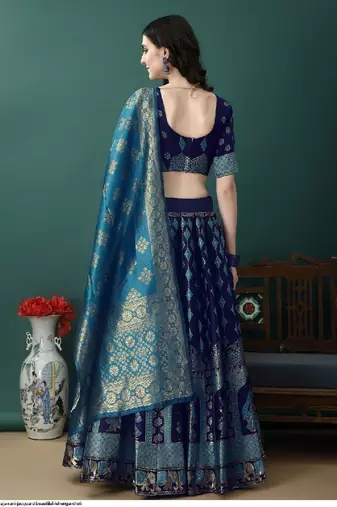 Dark Blue jacquard lehenga-choli