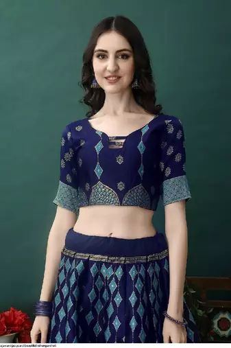 Dark Blue jacquard lehenga-choli