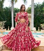 Pink and Cream Casual Lehenga Choli for Women