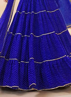 Royal Blue Georgette Lehenga Choli Set with Mirror Work Detailing 2