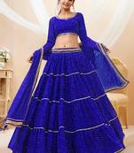 Royal Blue Georgette Lehenga Choli Set with Mirror Work Detailing