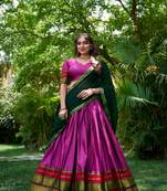 Pink Polycotton Embroidered Lehenga Choli for Women