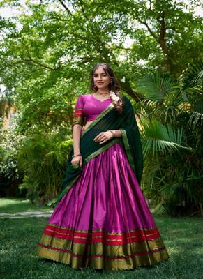 Pink Polycotton Embroidered Lehenga Choli for Women 3