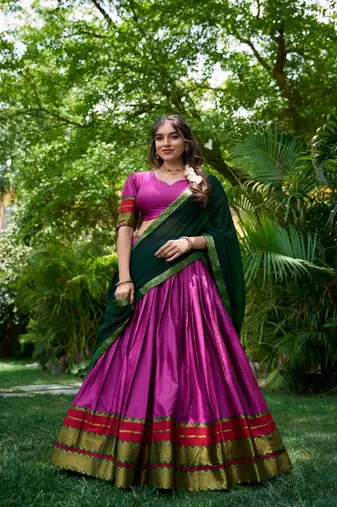Pink Polycotton Embroidered Lehenga Choli for Women