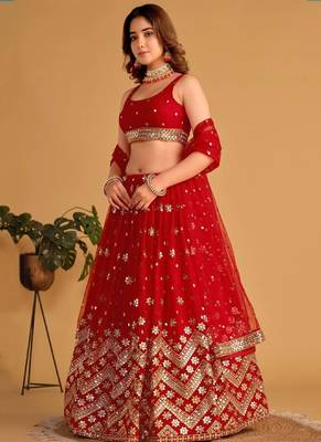 Red Wedding Lehenga Choli for Women 4