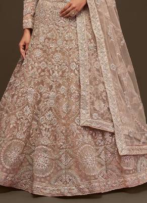 Beige Net Thread Work Lehenga 2