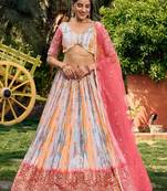 Multicolor sequins work chinnon lehenga choli