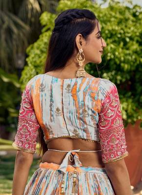Multicolor sequins work chinnon lehenga choli 3