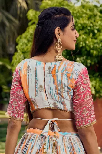 Multicolor sequins work chinnon lehenga choli