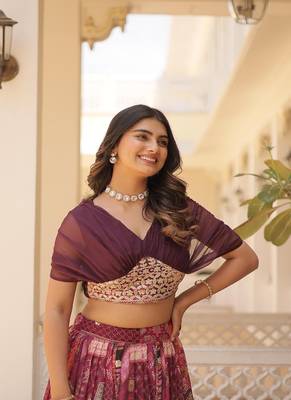 Multicolor embroidered russian silk lehenga-choli 3