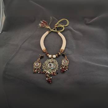 Adjustable size brass multi meenakari pendants set 2