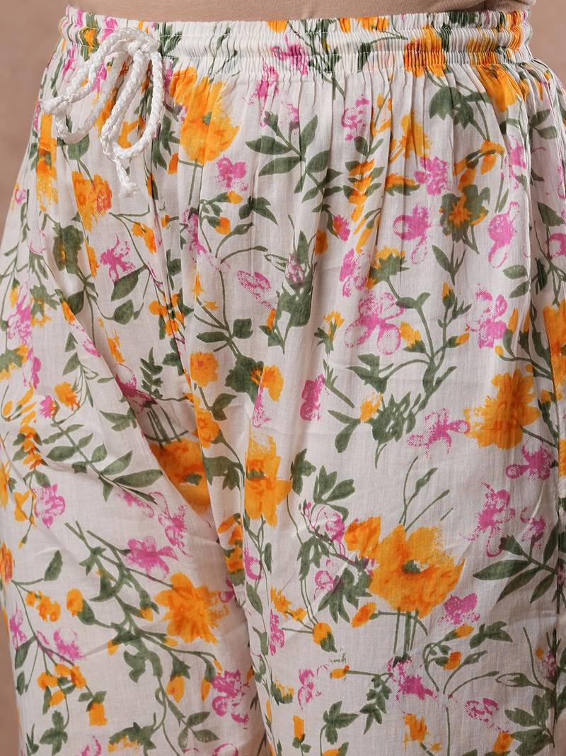 Hand Embroidered White Cotton Lucknowi Chikankari Indian Women Co-Ord Set