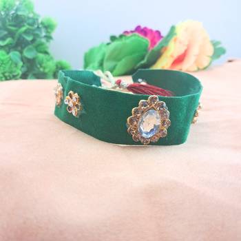 Adjustable size velvet green stone stud  kanthi 1