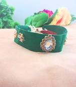 Adjustable size velvet green stone stud  kanthi