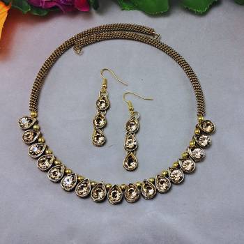 Free size brass golden stone stud  hasli 1