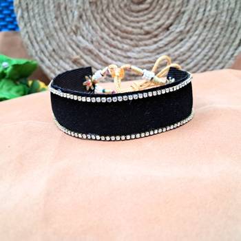 Adjustable size velvet black stone stud  kanthi 1