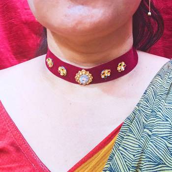 Adjustable size velvet maroon stone stud  kanthi 1