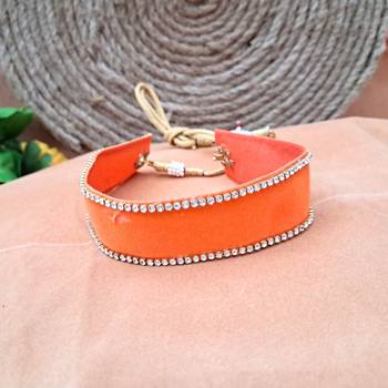 Adjustable size velvet orange stone stud  kanthi 1