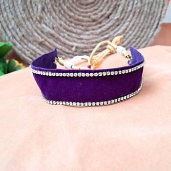 Adjustable size velvet purple stone stud  kanthi 1