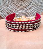 Adjustable size velvet maroon kunden stud  kanthi