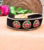 Adjustable size velvet black kunden stud  kanthi