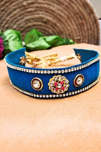 Adjustable size velvet radium kunden stud  kanthi