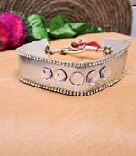 Adjustable size velvet white kunden stud  kanthi