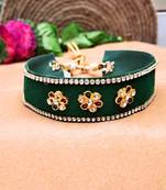 Adjustable size velvet green kunden stud  kanthi