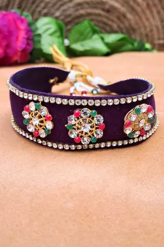 Adjustable size velvet palpal kunden stud  kanthi