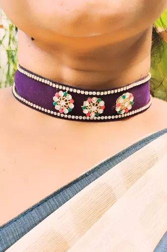Adjustable size velvet palpal kunden stud  kanthi
