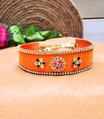 Adjustable size velvet orange kunden stud  kanthi